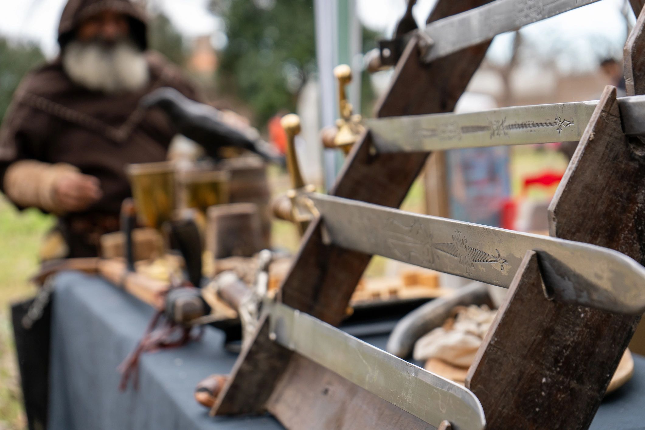 Artisan medieval fair goods on display