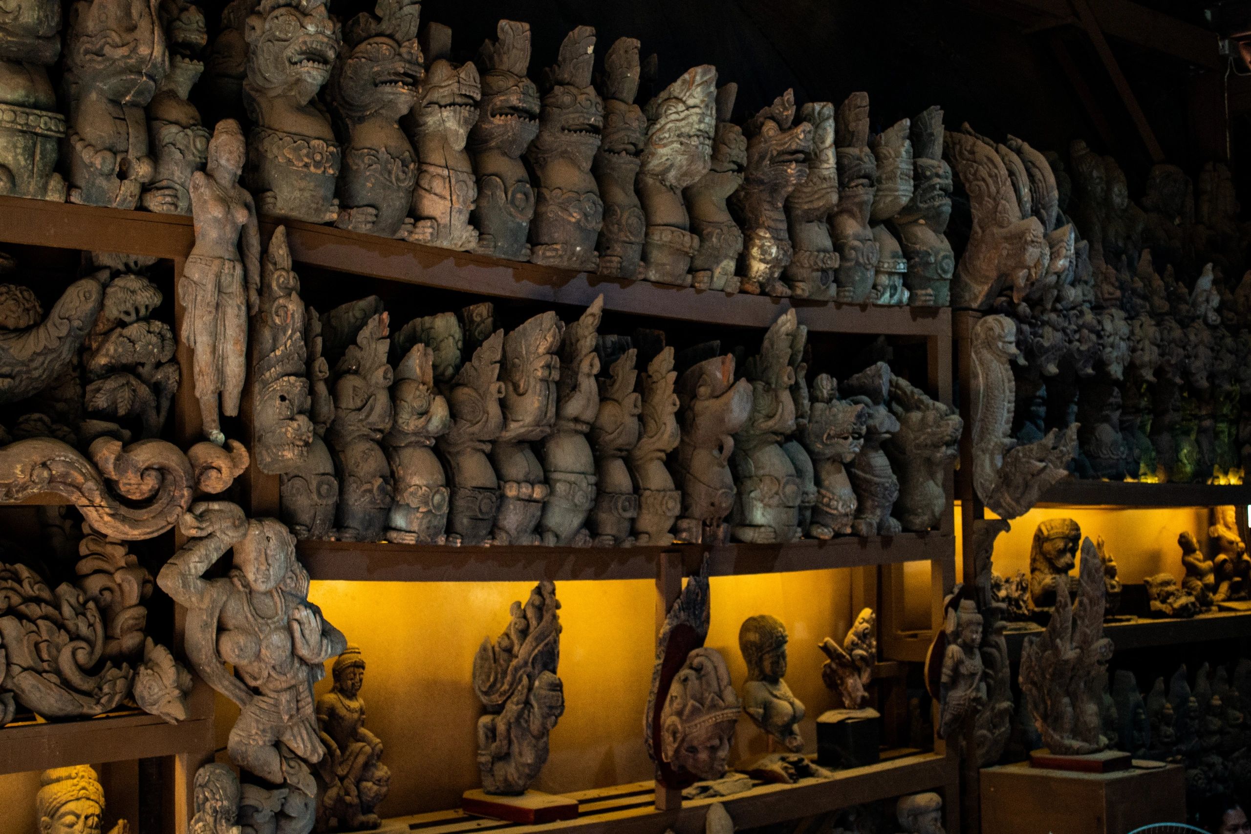 Display of handcrafted carved accessories